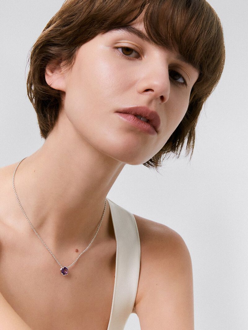 925 Silver chain pendant with amethyst image number 5