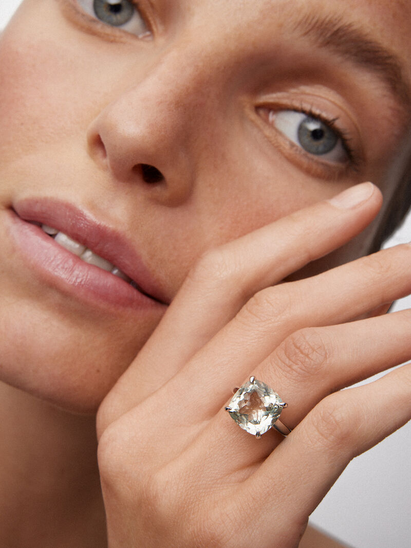 928 Silver Ring with Green Amethyst image number 4
