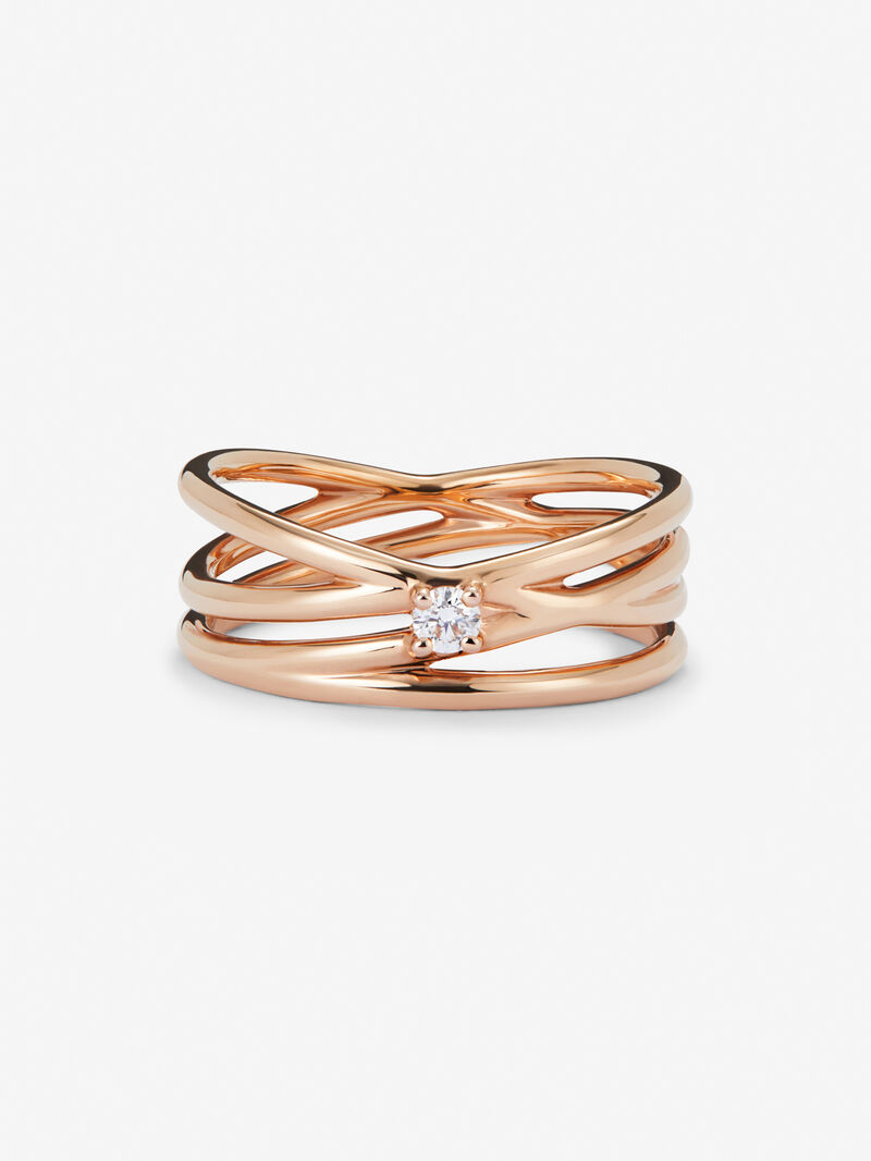 18K rose gold multibrazo ring with white diamond in bright size image number 1