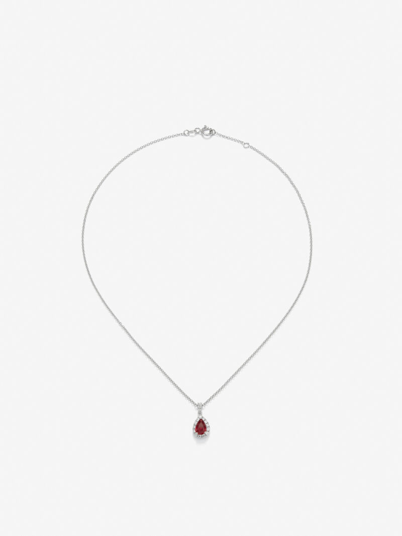18K white gold pendant with intense red ruby ​​in 0.88 cts and diamonds 0.48 cts image number 0