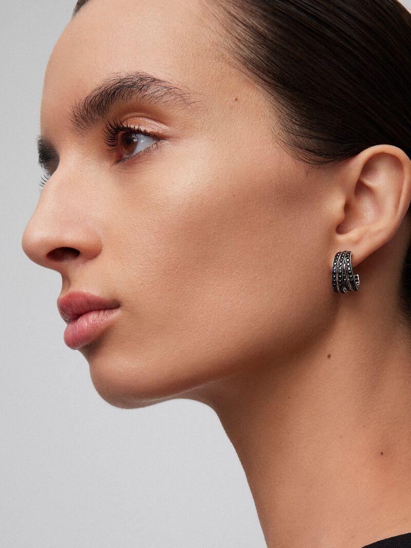 925 silver earrings with black spinels image number 3