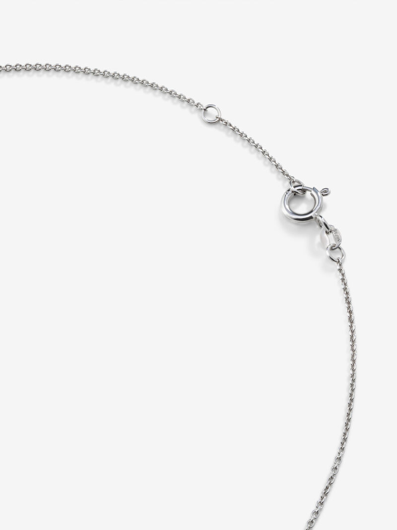 18k white gold pendant chain with three Akoya pearls and diamonds. image number 4