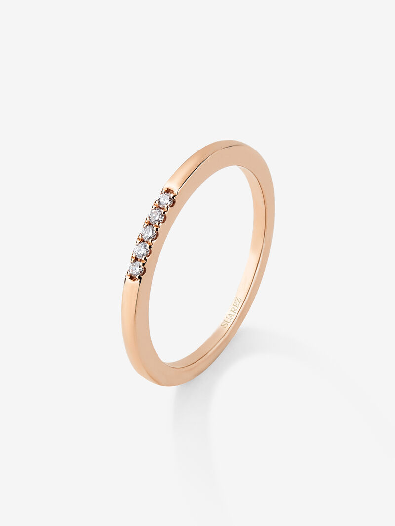 18K rose gold ring with 5 brilliant-cut diamonds with a total of 0.05 cts image number 0