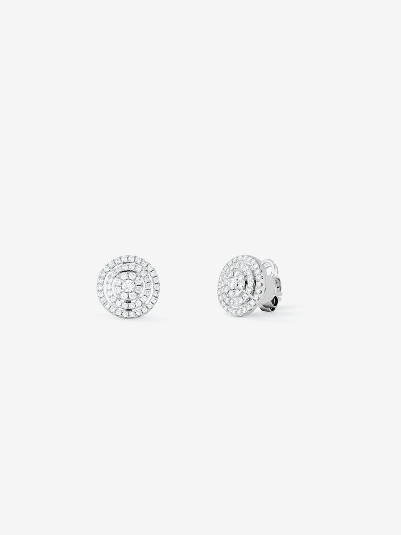 18K white gold earrings with pave diamonds. image number 0