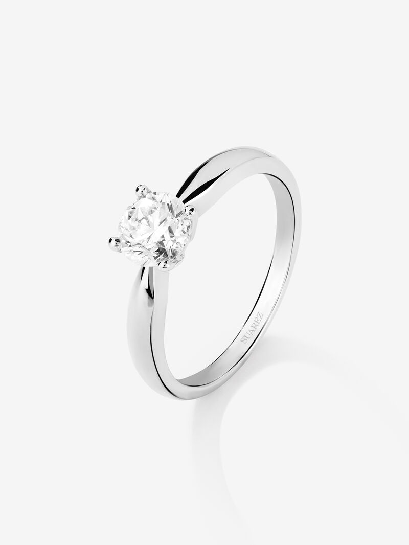 18K white gold solitaire ring with 0.7 ct brilliant cut diamond image number 0
