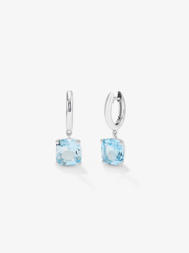 925 silver earrings with 2 sky blue topazes in cushion cut image number 0