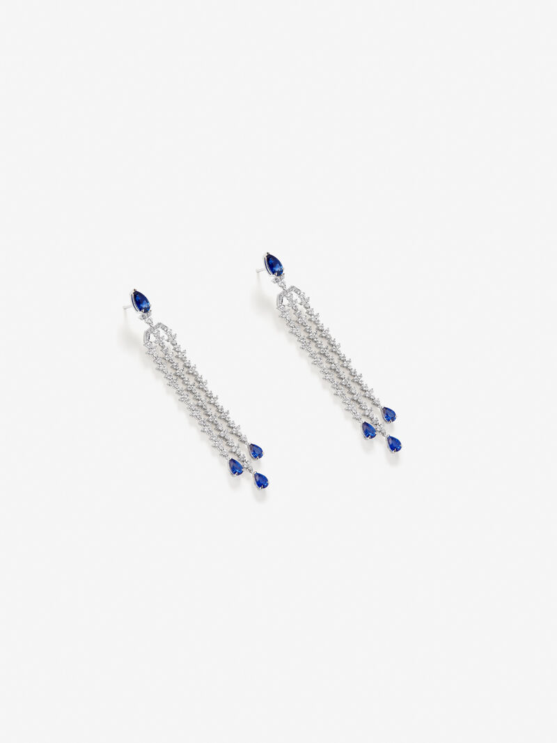 18K white gold earrings with Royal blue sapps in 5.61 cts and white diamonds in bright 3.44 cts diamonds image number 3