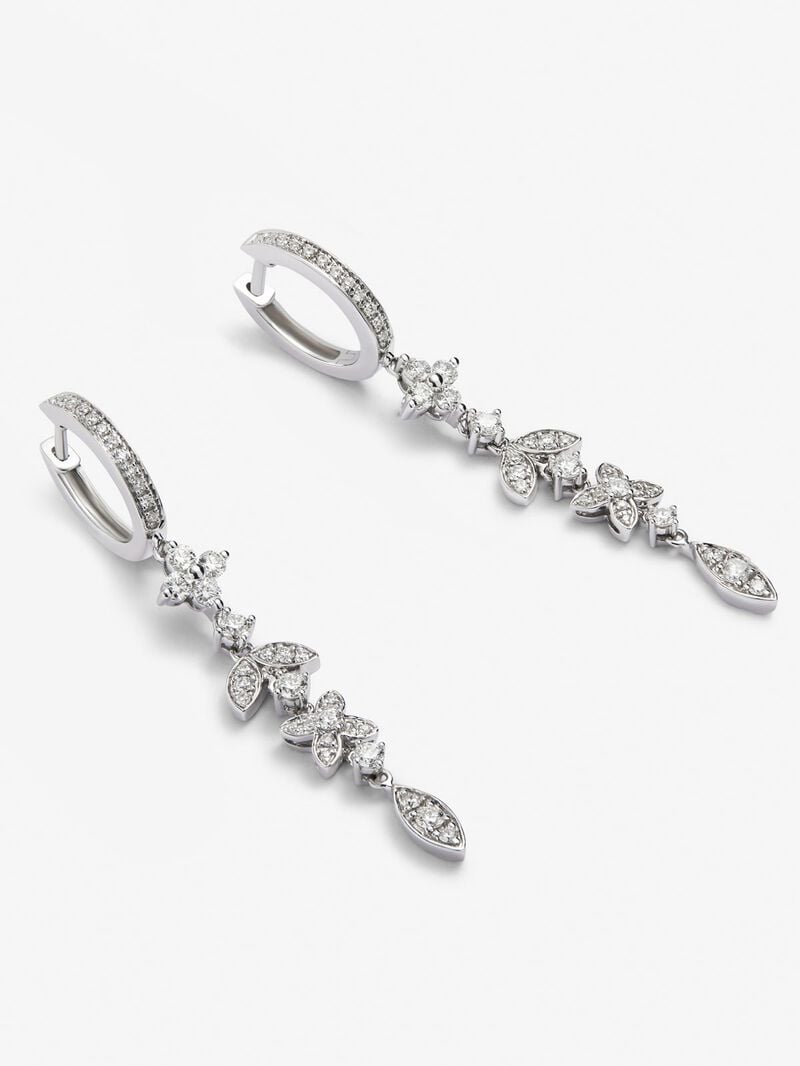 18K white gold earrings with 70 brilliant-cut diamonds with a total of 0.75 cts image number 2