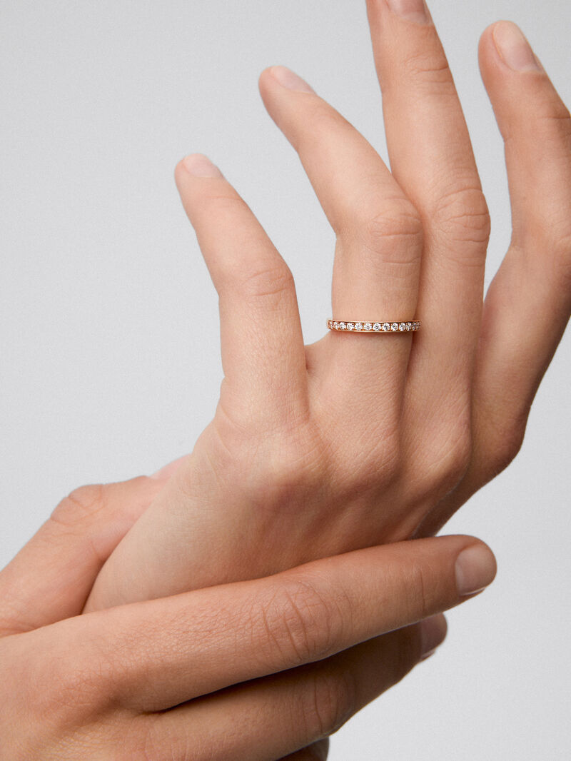 Half ring in 18K rose gold with 16 brilliant-cut diamonds with a total of 0.24 cts image number 1