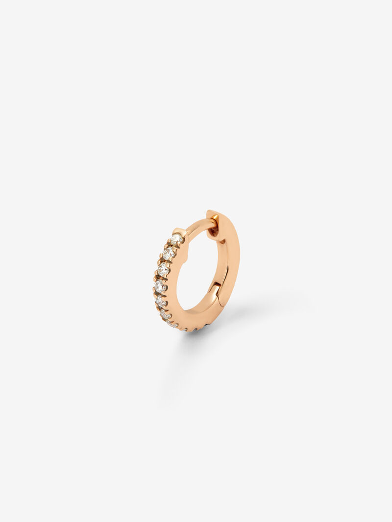 Individual mini hoop earring in 18K rose gold with 10 brilliant-cut diamonds with a total of 0.05 cts image number 4