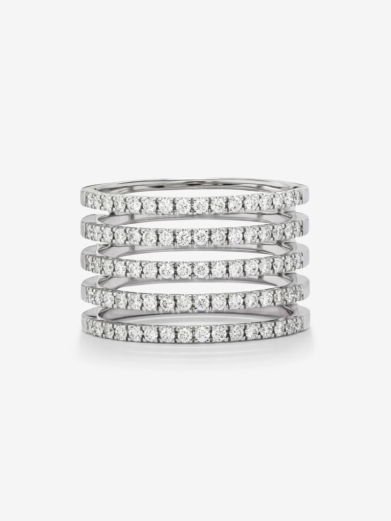 18K white gold multi-arm ring with 80 brilliant-cut diamonds with a total of 0.8 cts image number 1