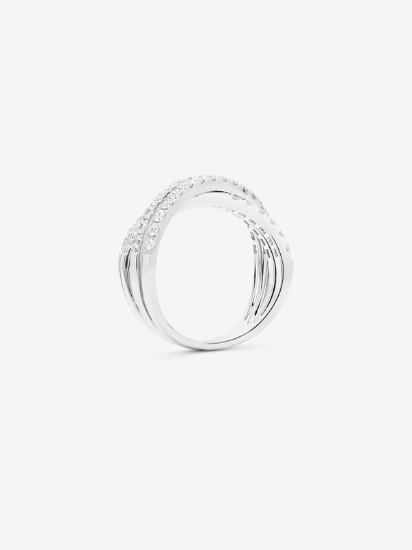 Anillo cruzado multibrazo de oro blanco de 18kt con diamantes, SO18029-OBD_V