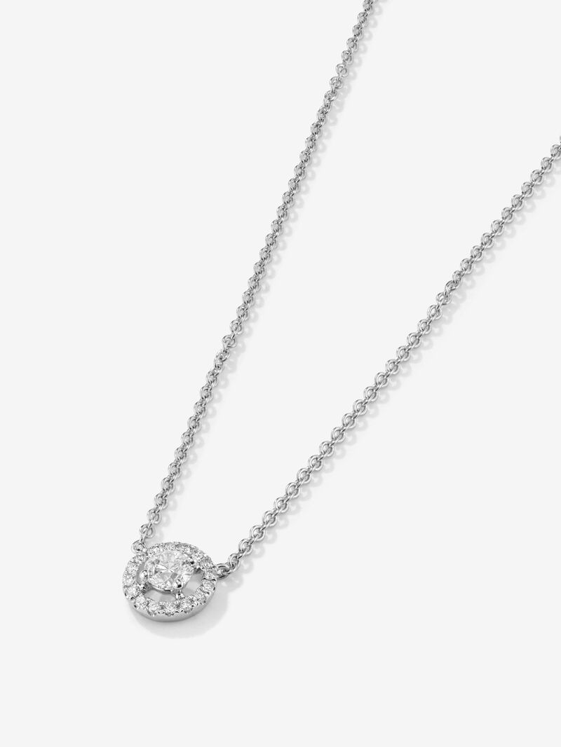 18K white gold chain pendant with solitary diamond and diamond urla image number 0