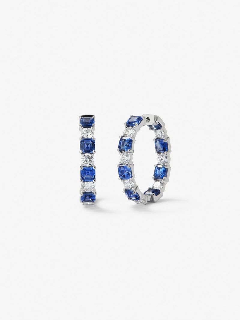 18K white gold earrings with 16 octagonal-cut blue sapphires with a total of 5.71 cts and 14 brilliant-cut diamonds with a total of 2.4 cts image number 0