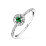 Big Three ring white gold 0,21 carats green emerald, SO16100-00E4MM_V