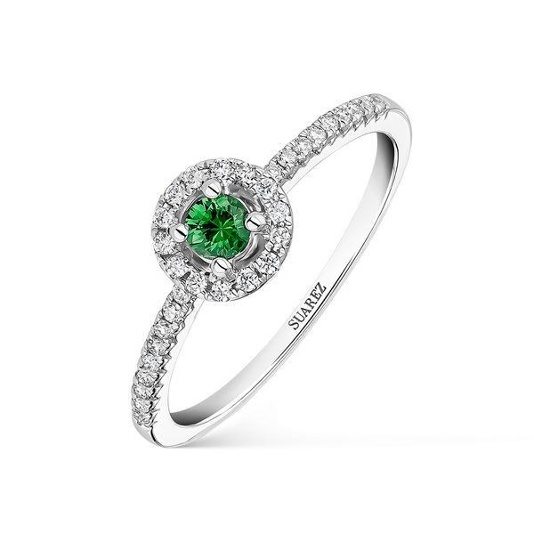 Big Three ring white gold 0,21 carats green emerald, SO16100-00E4MM_V