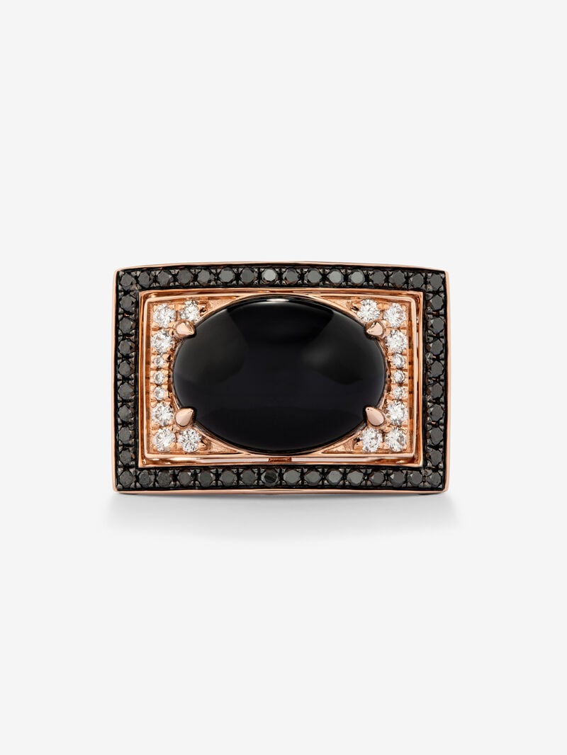 18K rose gold ring with 5.06 cts onyx, 18 brilliant-cut white diamonds with a total of 0.18 cts and 50 brilliant-cut black diamonds with a total of 0.42 cts image number 2