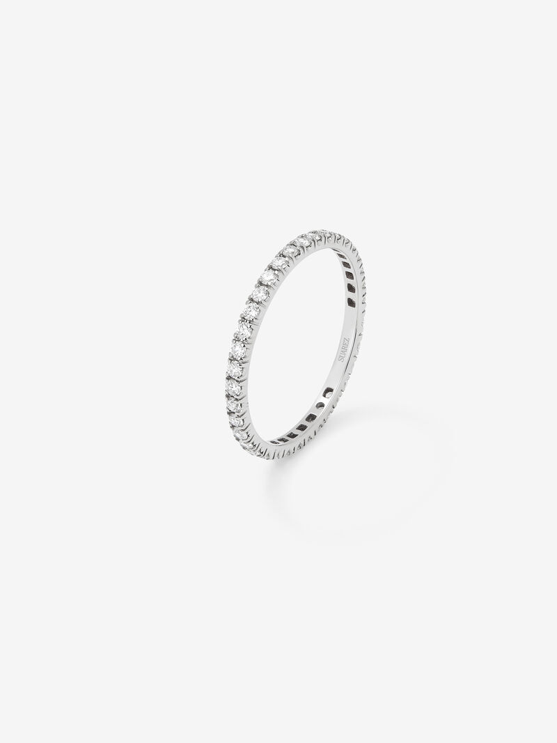 18K white gold full eternity engagement ring with claw-set diamonds. image number 0