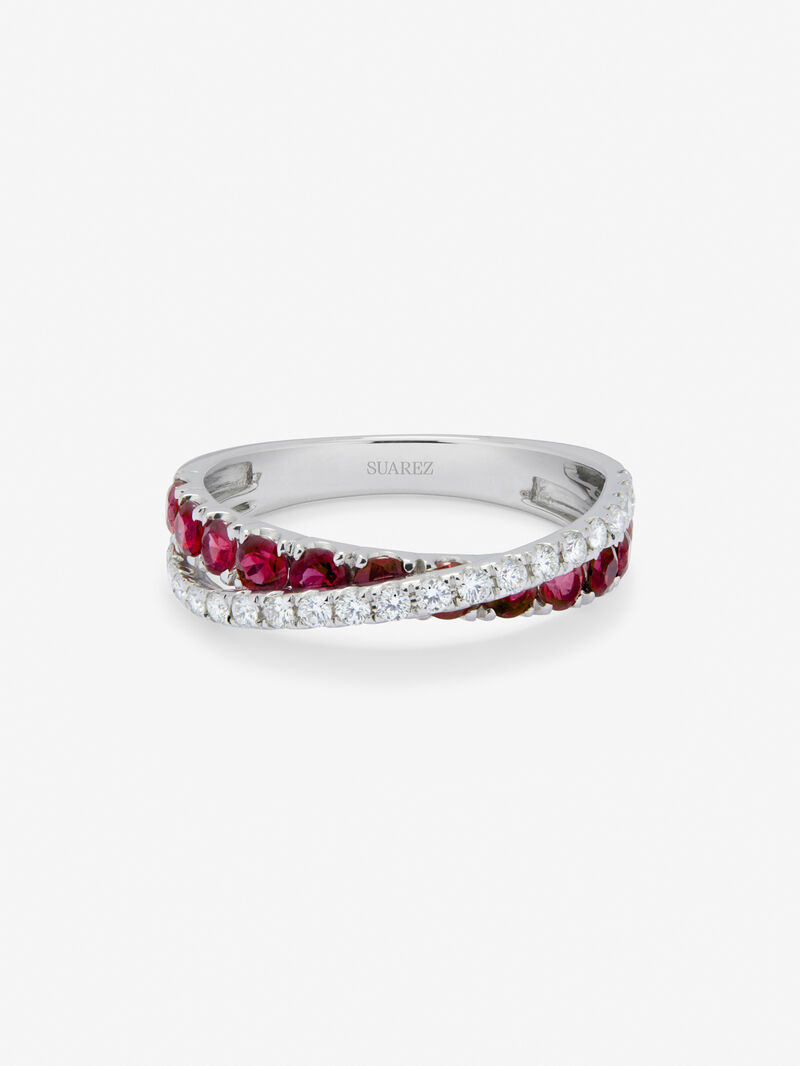 Double crossed ring in 18K white gold with 12 brilliant-cut rubies with a total of 0.95 cts and 20 brilliant-cut diamonds with a total of 0.33 cts image number 4