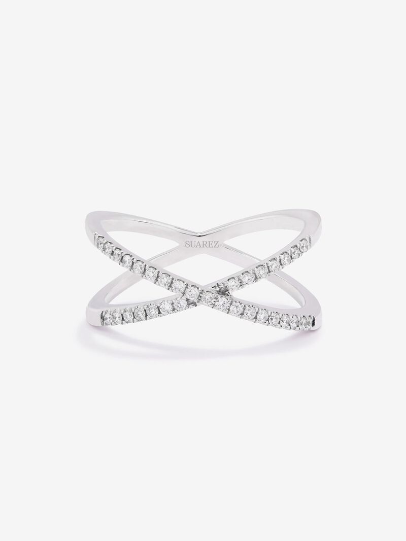 18K white gold cross ring with 33 brilliant-cut diamonds with a total of 0.2 cts image number 2
