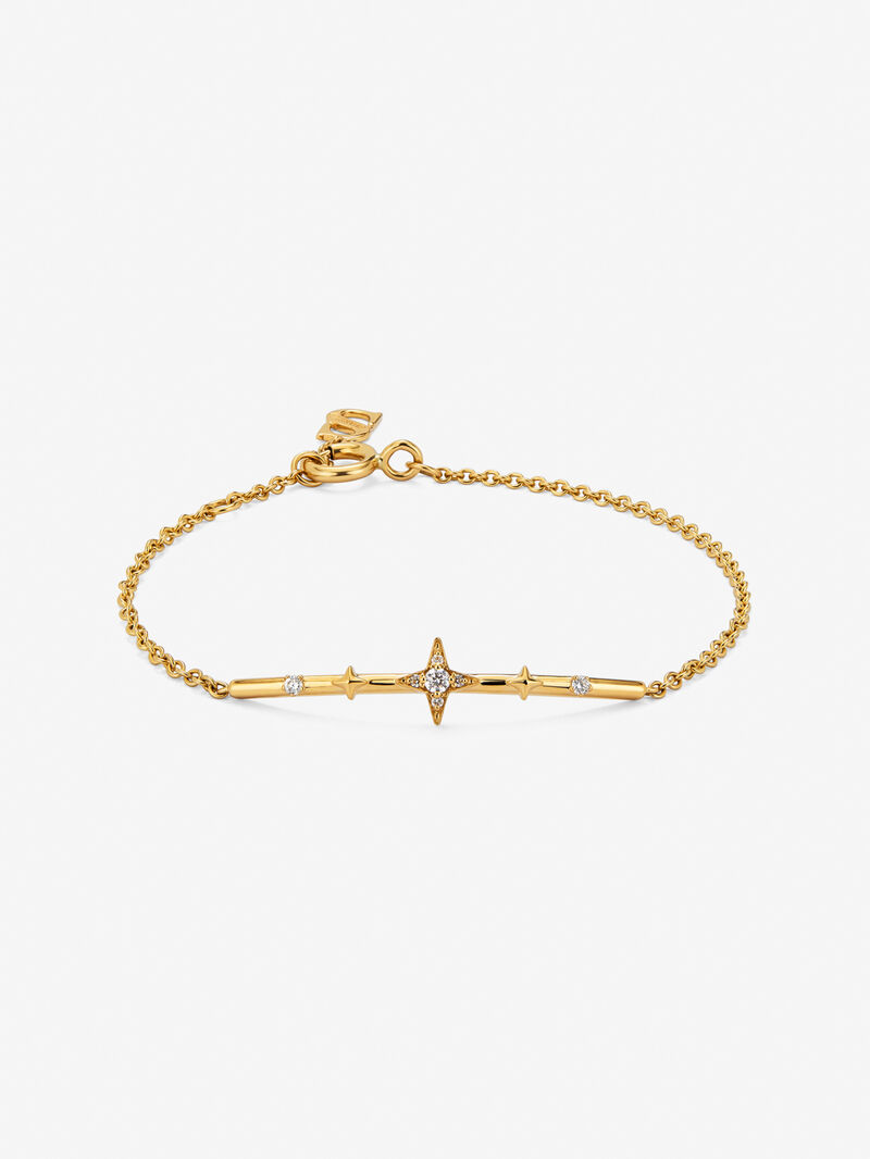 18K yellow gold bracelet with 7 brilliant-cut diamonds with a total of 0.08 cts image number 0