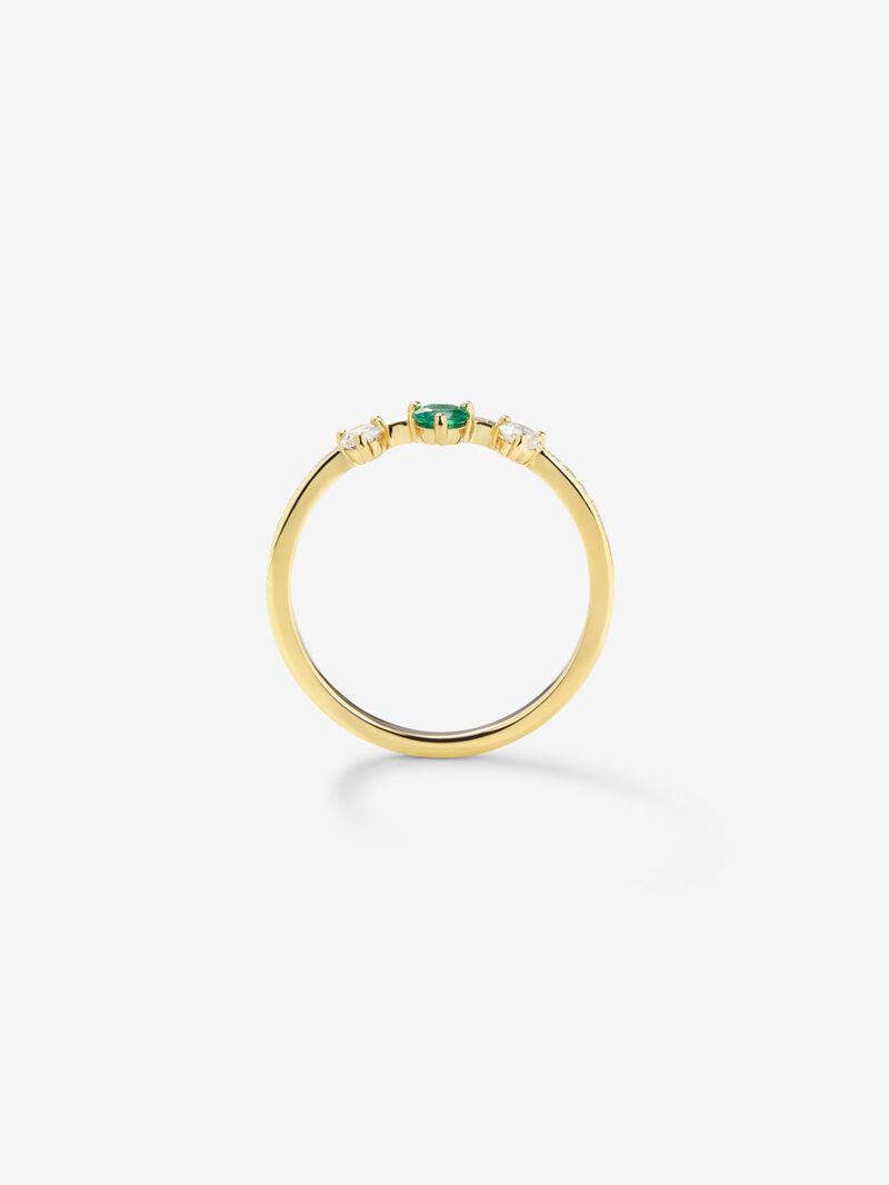 18K yellow gold ring with brilliant-cut green emerald of 0.1 cts and 29 brilliant-cut diamonds with a total of 0.178 cts image number 4