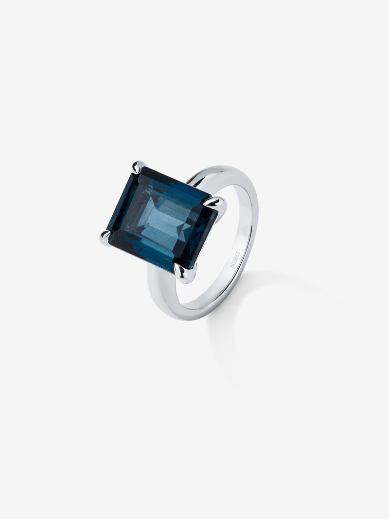 Silver ring with London blue topaz stone image number 0