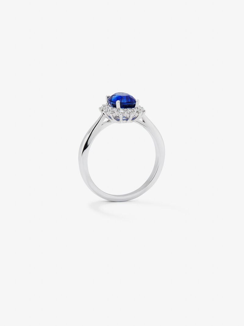 18K White Gold Ring with Royal Blue Zafiro in 2.38 cts oval size image number 4