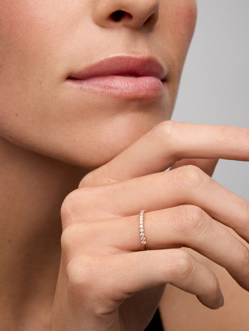 Half ring in 18K rose gold with 15 brilliant-cut diamonds with a total of 0.3 cts image number 3