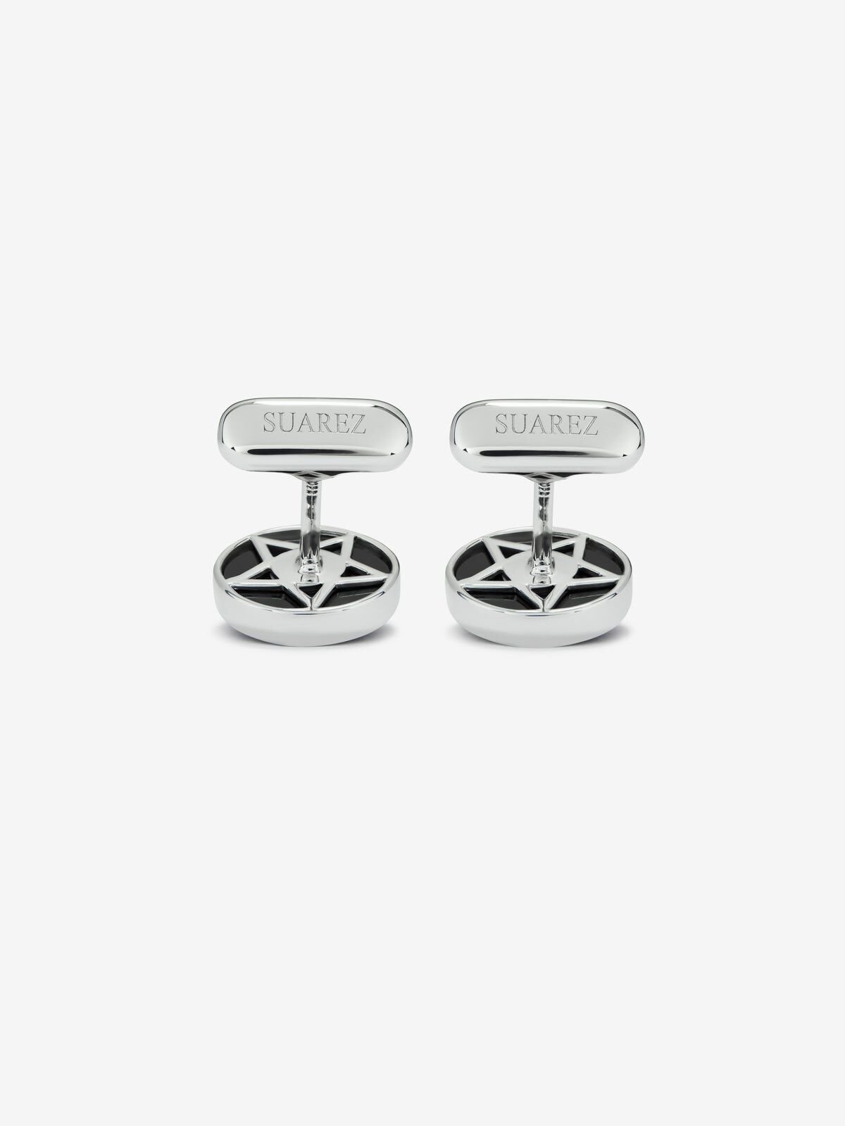 Silver and onyx cufflinks discount