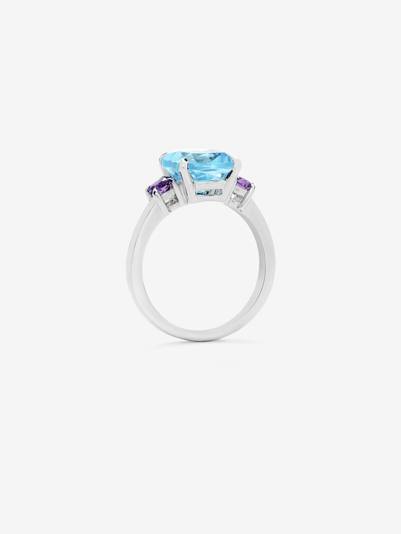 Triplet ring made of 925 silver with topaz and amethyst image number 4