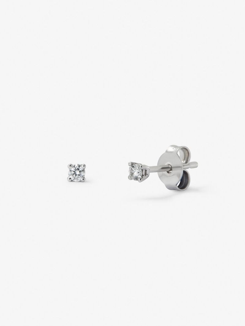18K white gold solitaire earrings with 2 brilliant-cut diamonds with a total of 0.1 cts image number 0