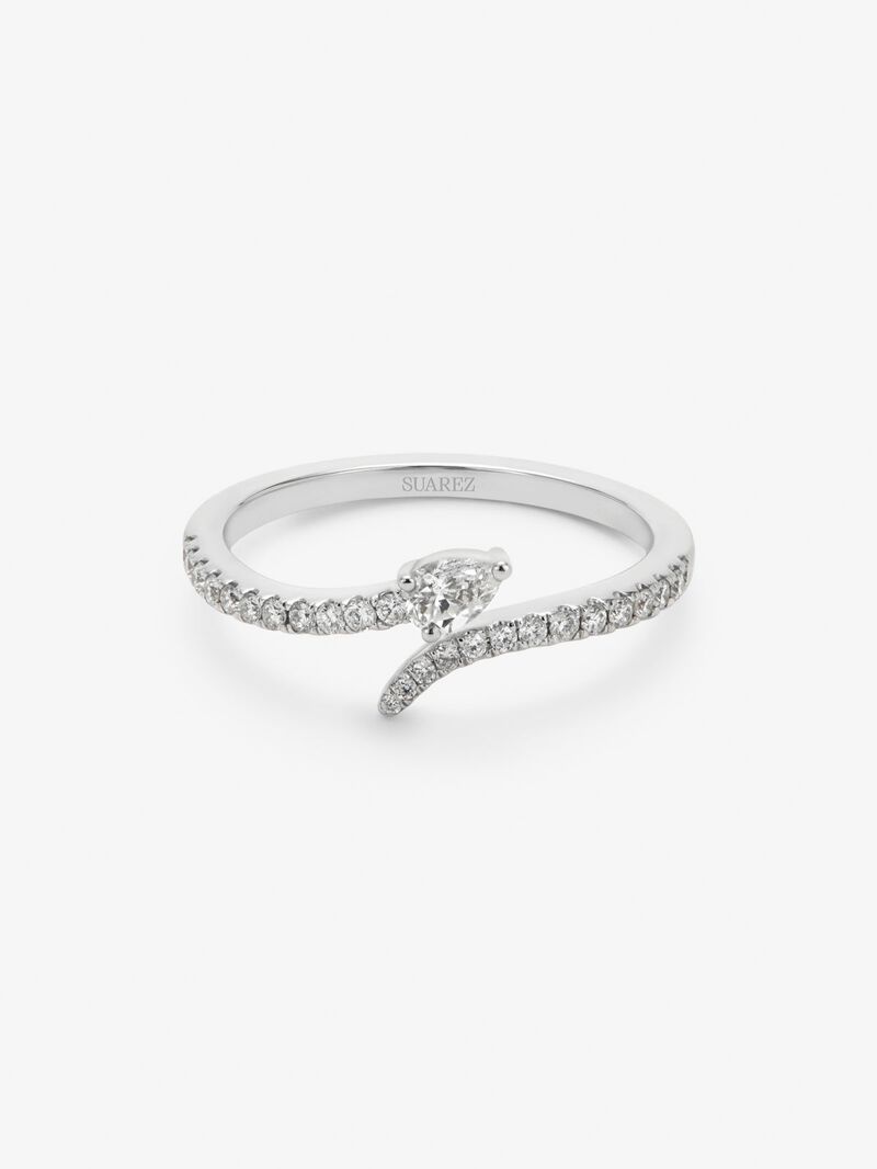 You and me ring in 18K white gold with a pear-cut diamond of 0.14 cts and 25 brilliant-cut diamonds with a total of 0.17 cts image number 1
