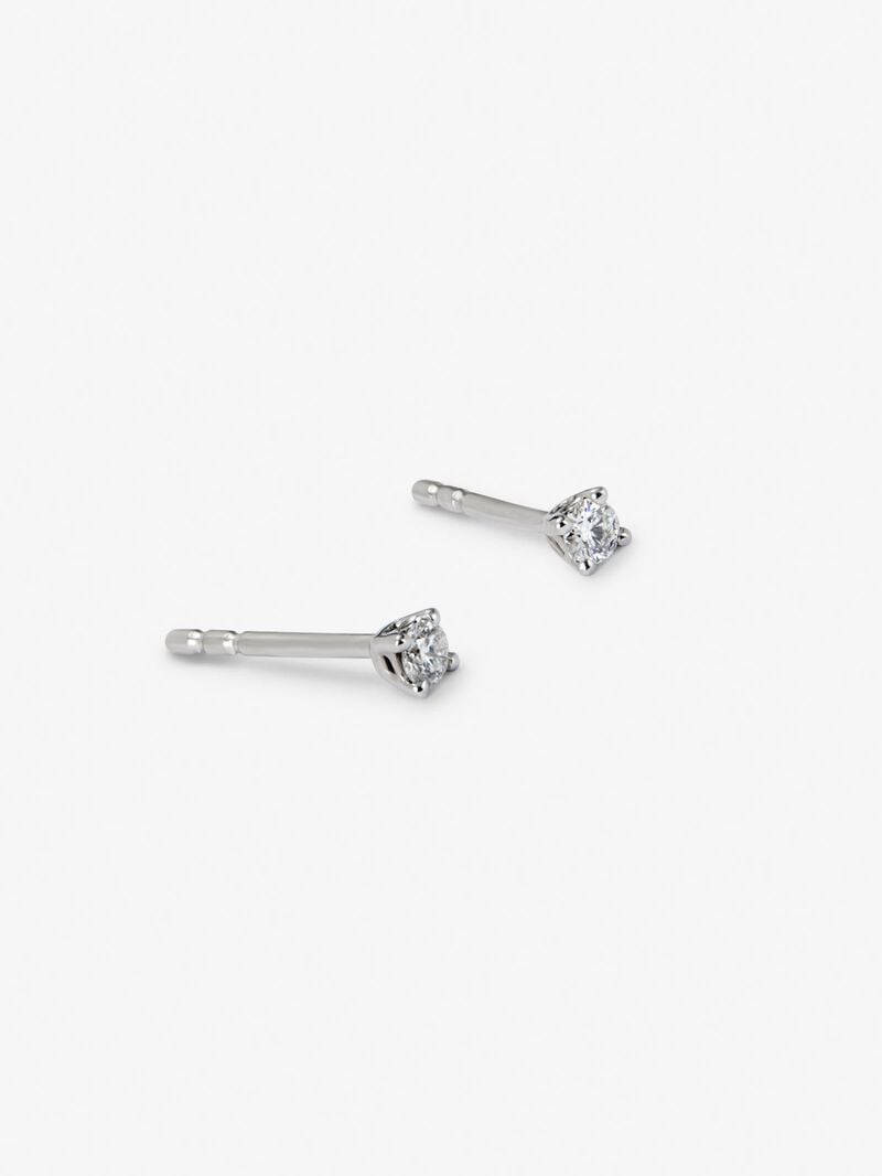 18K white gold solitaire earrings with 2 brilliant-cut diamonds with a total of 0.1 cts image number 4