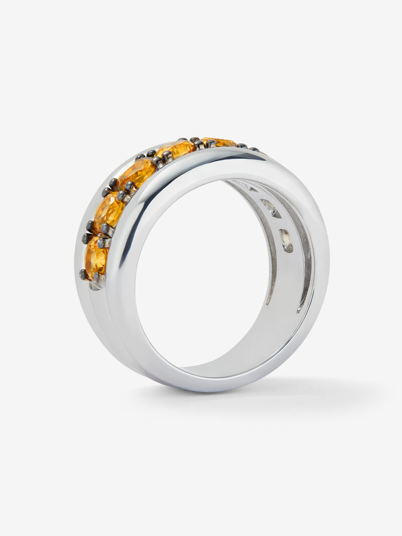 925 silver ring with paved brilliant-cut citrine quartz image number 4