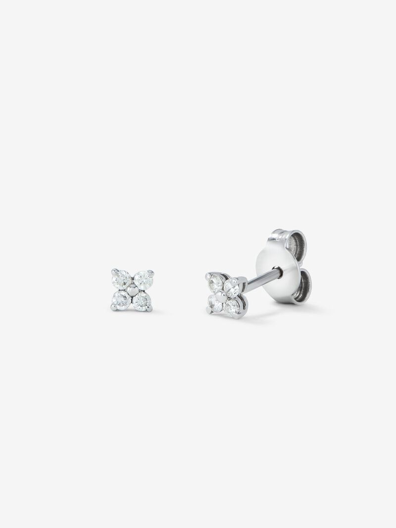 18K white gold flower earrings with diamonds image number 0