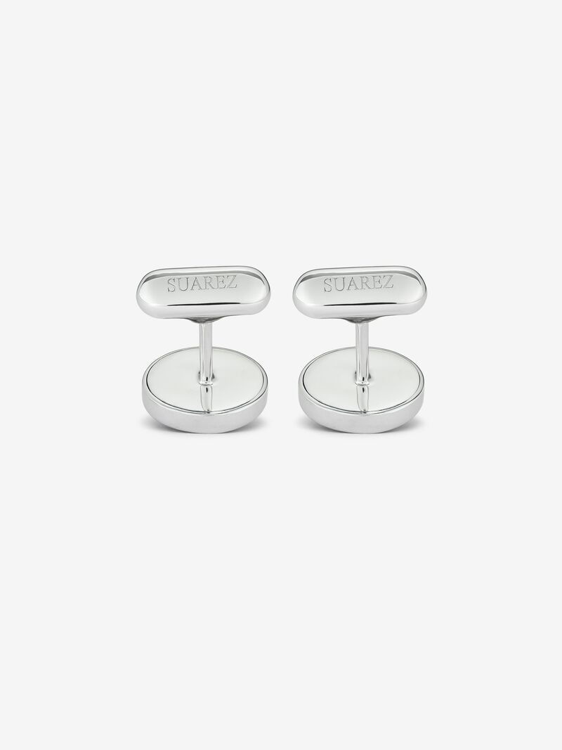 925 silver cufflinks with 2 onyx with a total of 5.44 cts and engraving image number 1