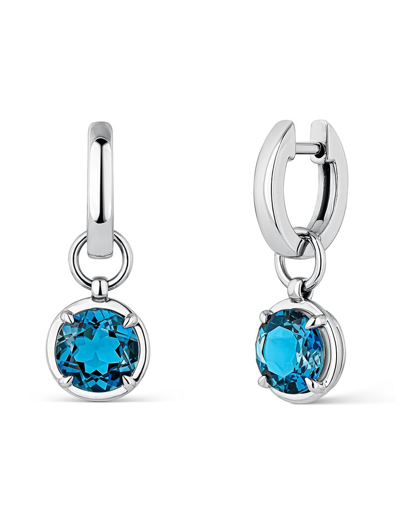 Pendientes de plata con topacio azul london de 8mm  image number 0