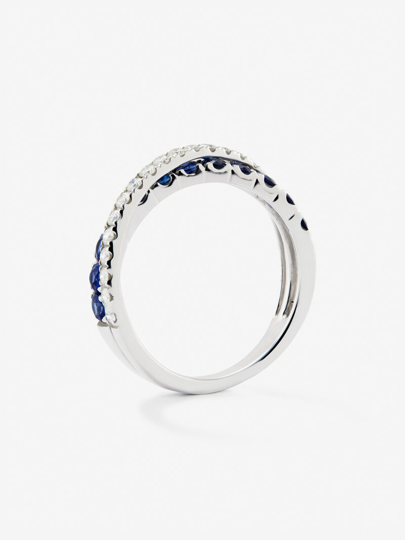 18K white gold cross ring with 12 brilliant-cut blue sapphires with a total of 0.77 cts and 20 brilliant-cut diamonds with a total of 0.29 cts image number 4