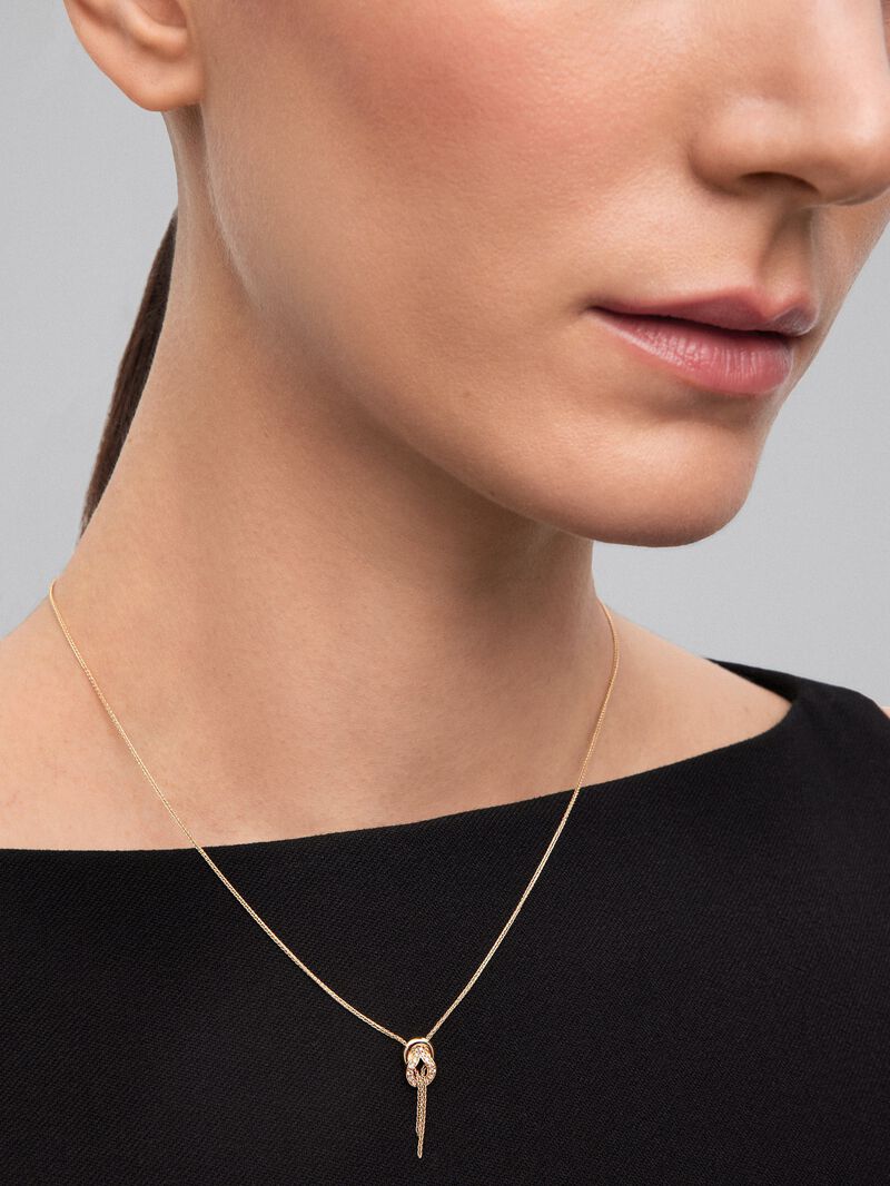 18K yellow gold pendant with white diamonds of 0.05 cts and knot shape image number 1