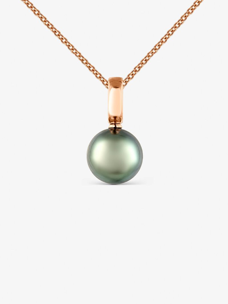 18k Rose Gold Chain Pendant with 9.5mm Tahitian Pearl image number 2