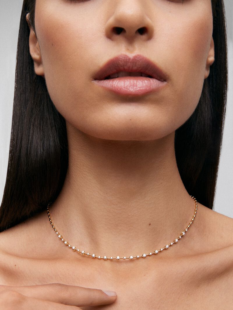 18K yellow gold necklace with white diamonds of 0.95 cts image number 5