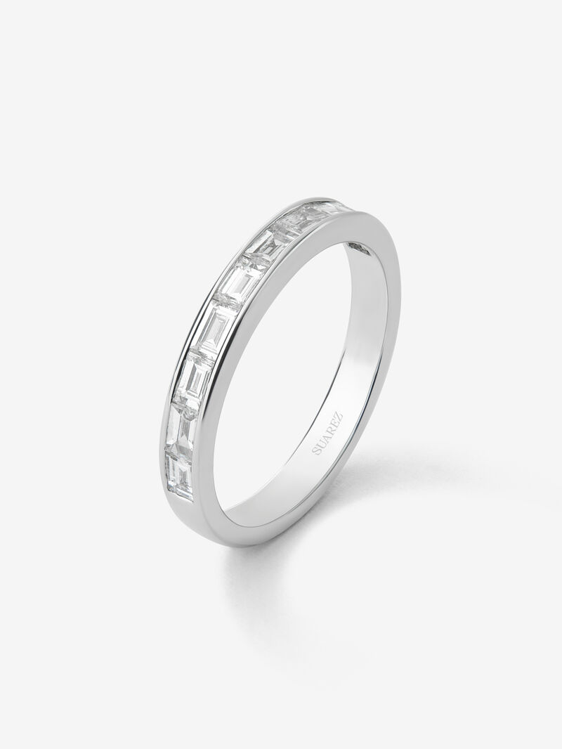 Half ring in 18K white gold with 10 baguette-cut diamonds with a total of 0.76 cts image number 0