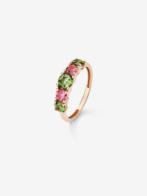 Anillo de oro rosa de 18kt con piedras turmalina multicolor, SO21165-ORTRMULT_V