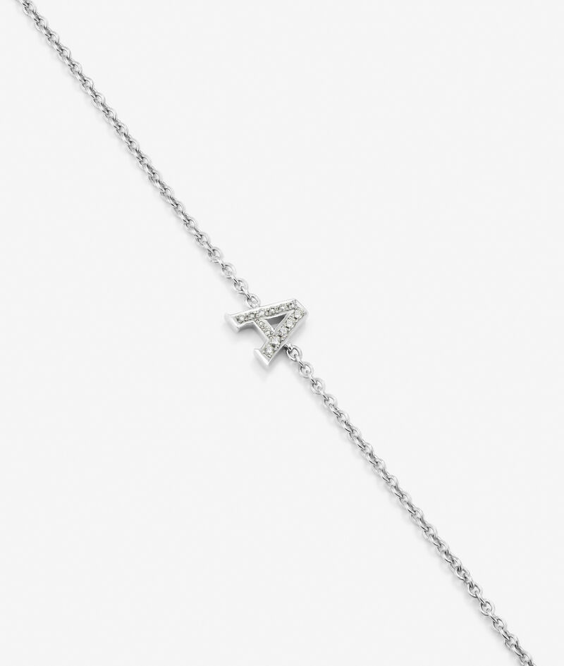 18K White Gold Chain Bracelet with Initial and Diamonds image number 2