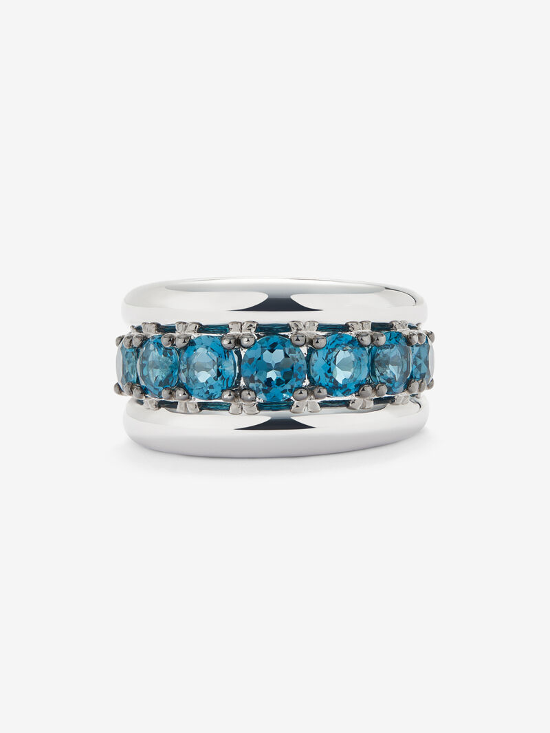 925 silver ring with brilliant cut London blue topaz pave image number 2