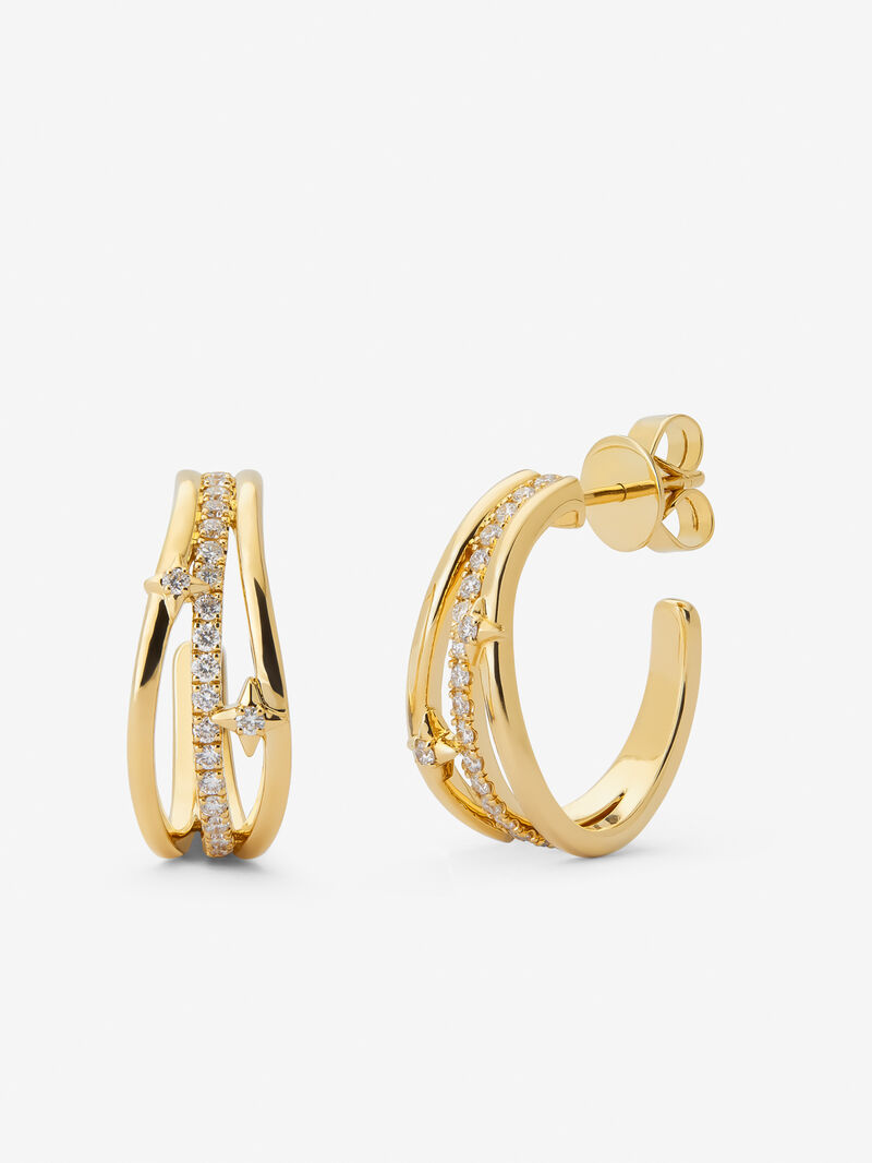 18K yellow gold hoop earrings with 40 brilliant-cut diamonds with a total of 0.37 cts image number 0