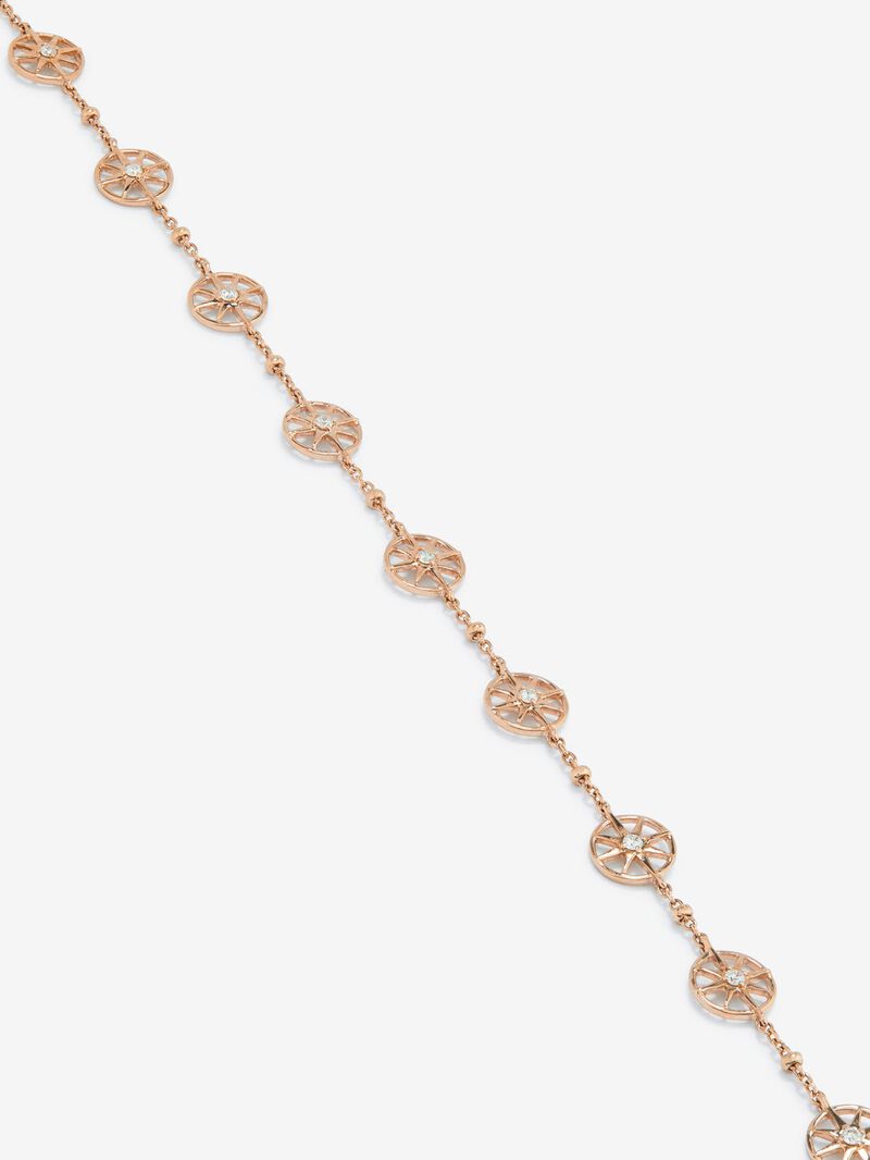 18K Rose Gold Chain Bracelet with Diamond Stars image number 2