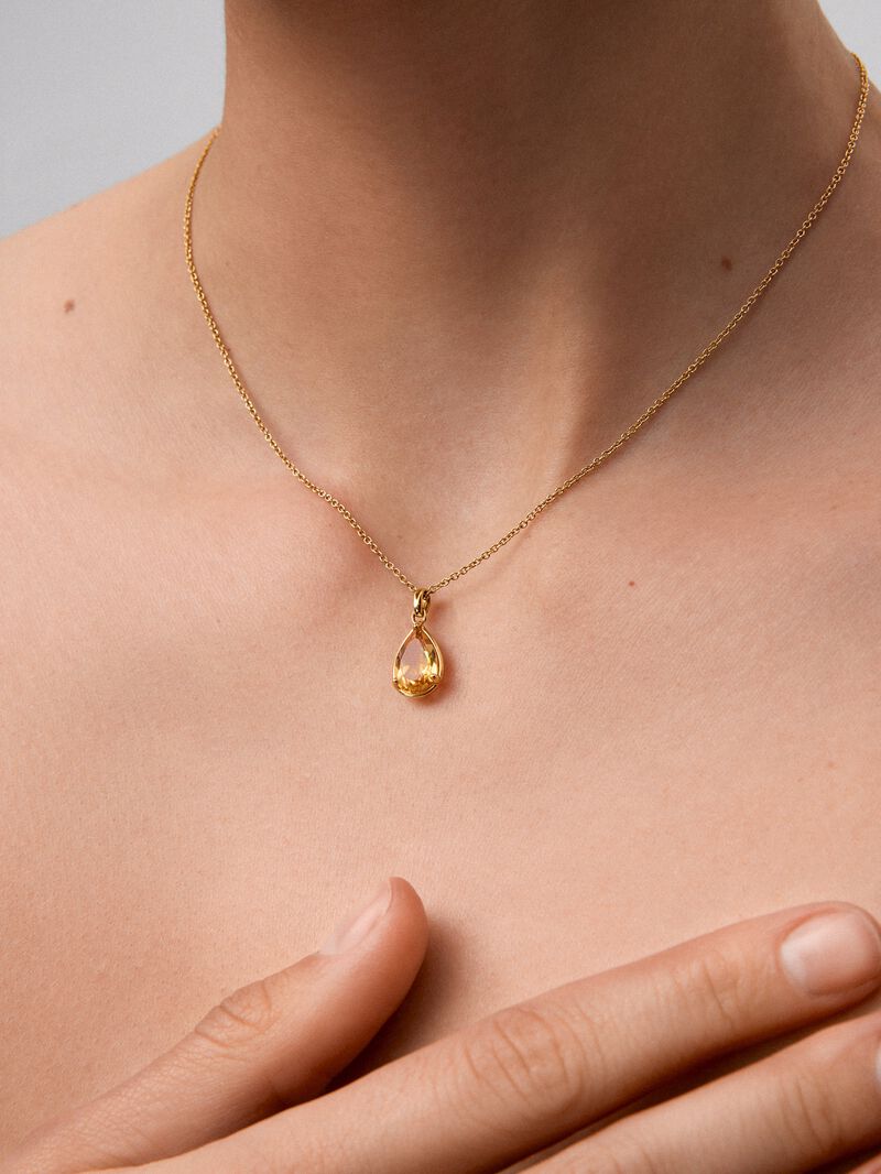 18K yellow gold pendant chain with citrine image number 0