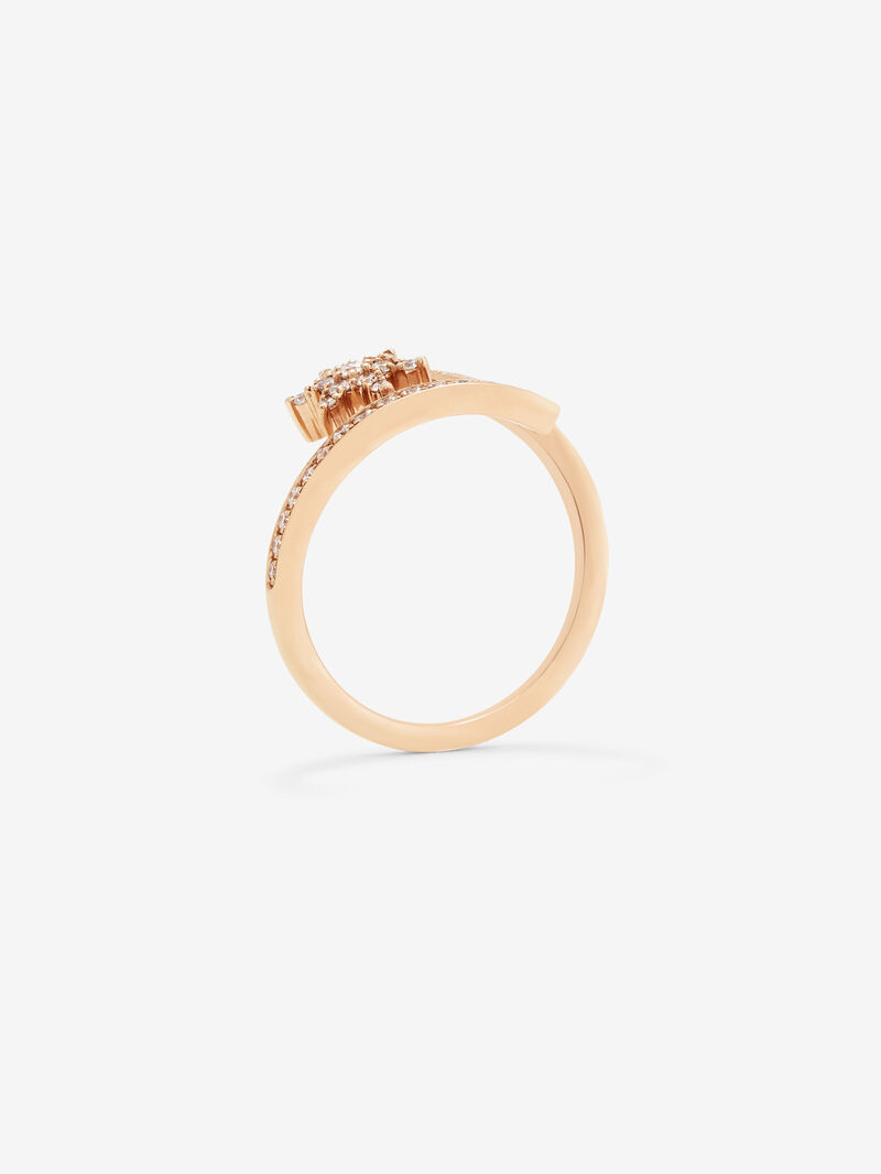 Open cross star ring in 18K rose gold with diamonds image number 4